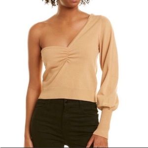 525 America One Shoulder Sweater Tan Size: XS